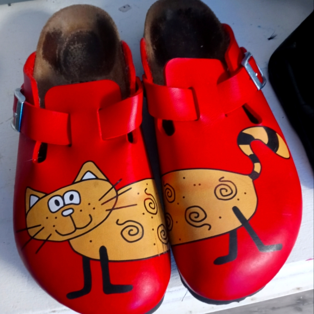 Birkenstock Birki's Kay Birko Flor Red Cat Clogs Size US 9